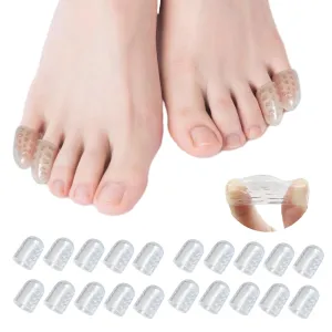 20PCS Silicone Anti-Friction Toe Protector,Breathable Toe Protector Toe Cover,Clear Silicone Toe Caps for Corns, Blisters and Pain Relief